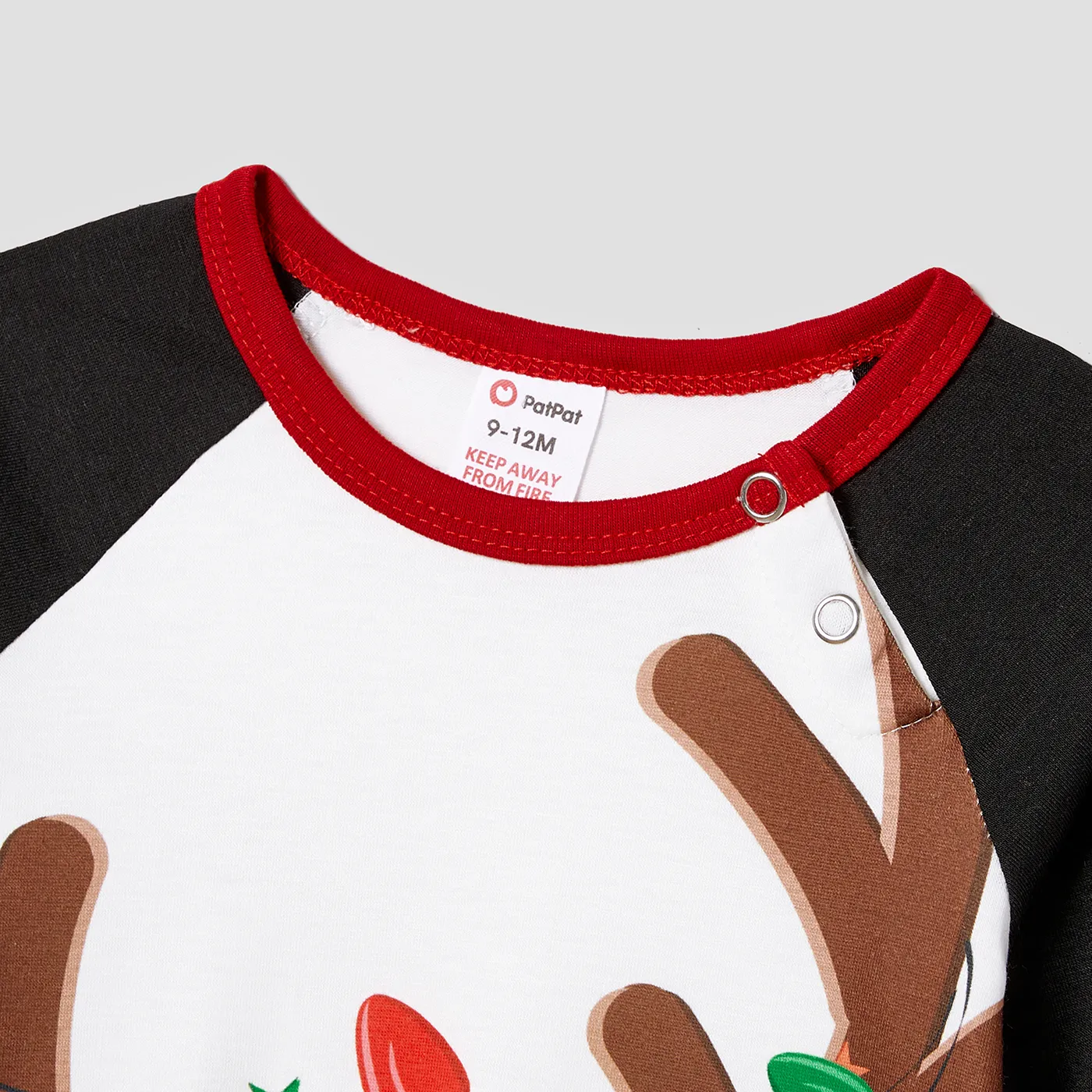 Christmas Reindeer Print Family Matching Pajamas Sets (Flame Resistant) Black image 5