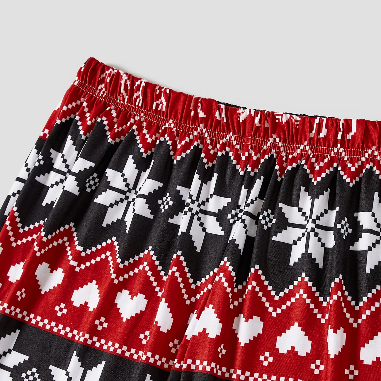 Christmas Reindeer Print Family Matching Pajamas Sets (Flame Resistant) Black big image 1
