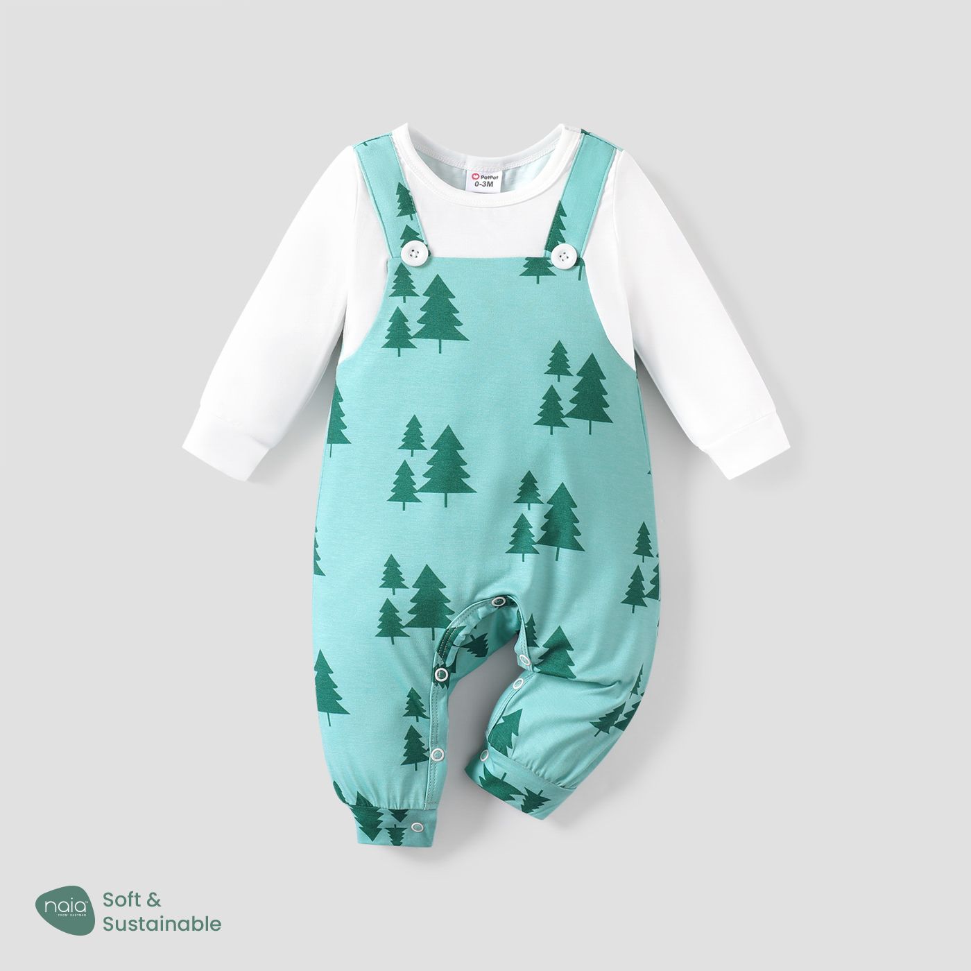 Baby Unisex Naia Plant Print Casual Long Sleeve Jumpsuit