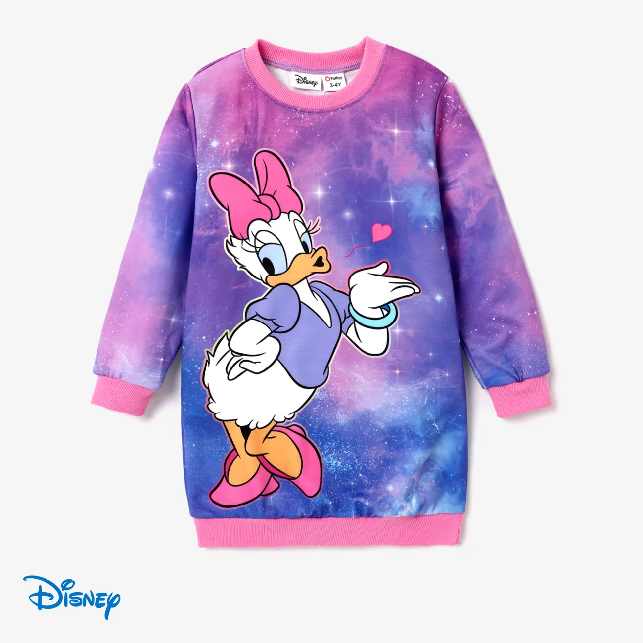Disney Mickey and Friends Toddler Girl Character Print Long-sleeve Dress Purple big image 1