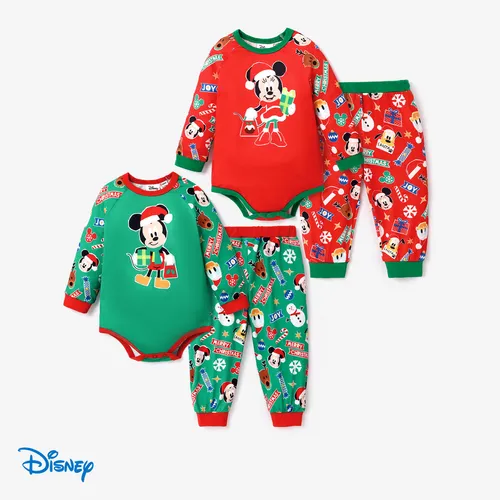 Disney Mickey and Friends Christmas Baby Girl/Boy 2pcs Character Print Onesies and Pants Set
