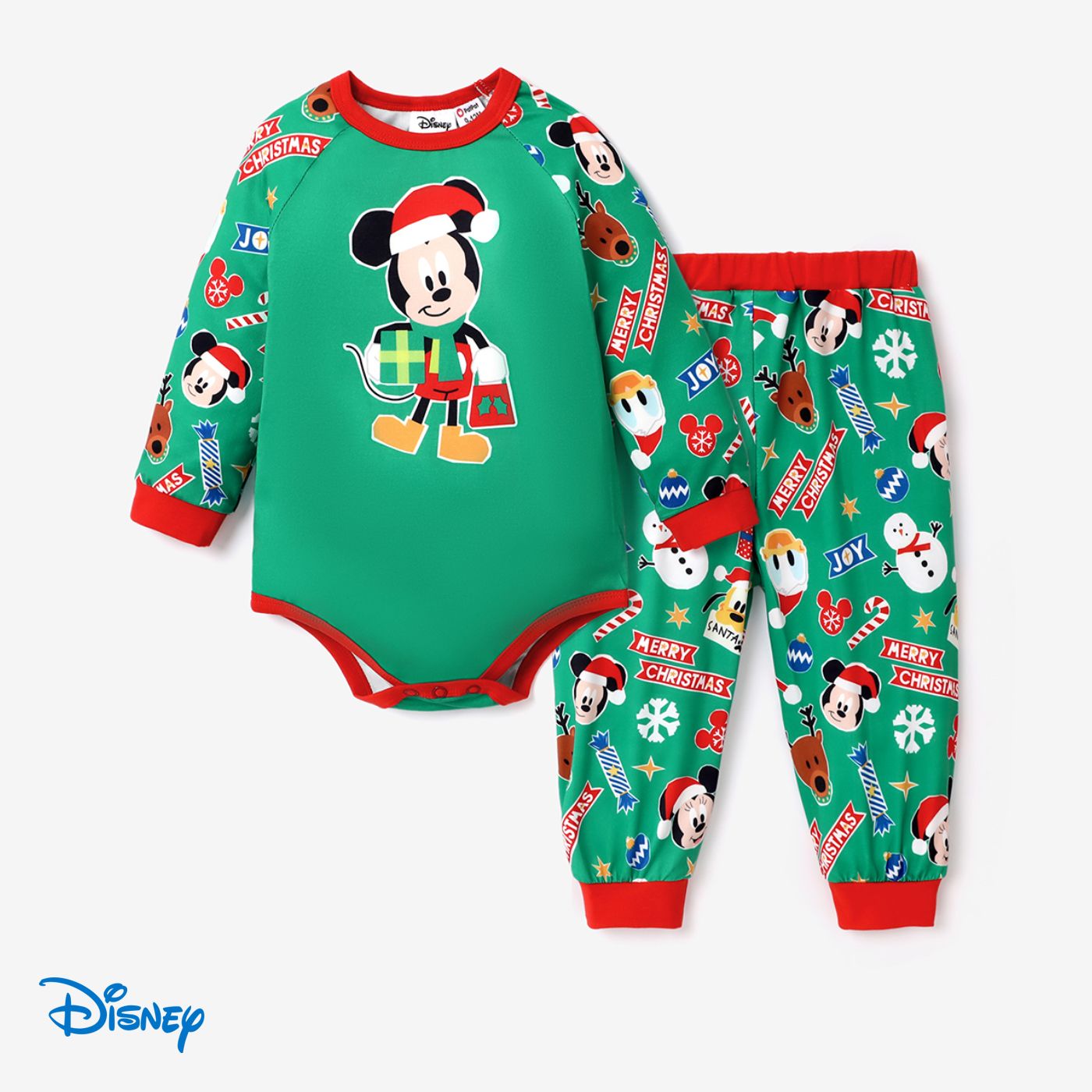 

Disney Mickey and Friends Christmas Baby Girl/Boy 2pcs Character Print Onesies and Pants Set