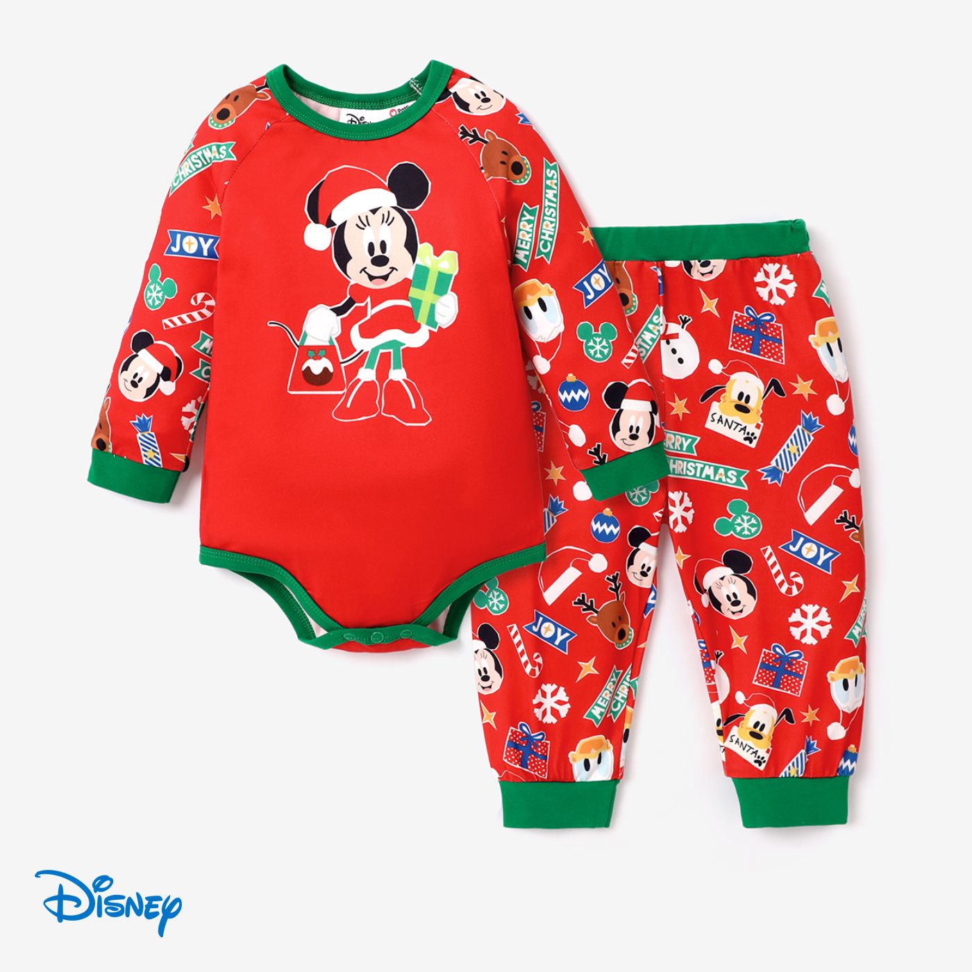 

Disney Mickey and Friends Christmas Baby Girl/Boy 2pcs Character Print Onesies and Pants Set