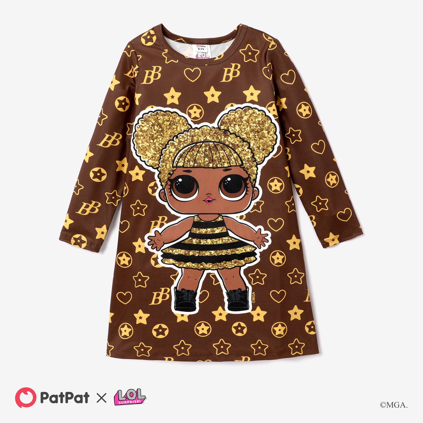 

L.O.L. SURPRISE! Kid Girl Character Star Print Long-sleeve Dress