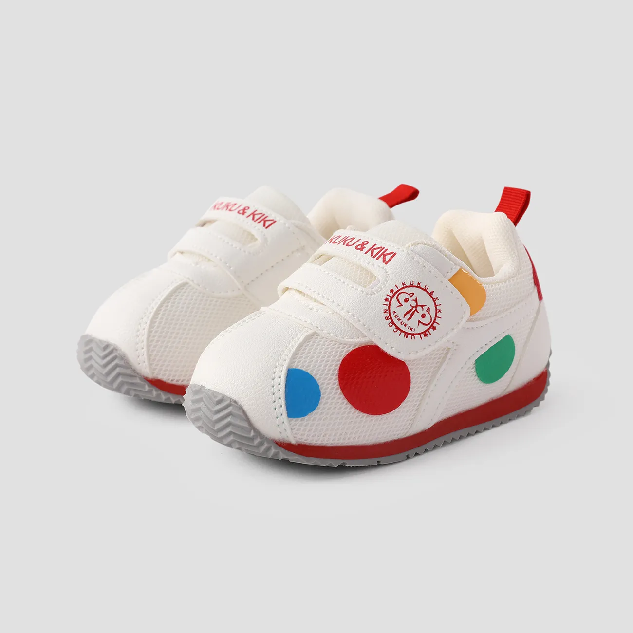 Toddler Colorful Geometric Pattern Velcro Sports Shoes Red big image 1