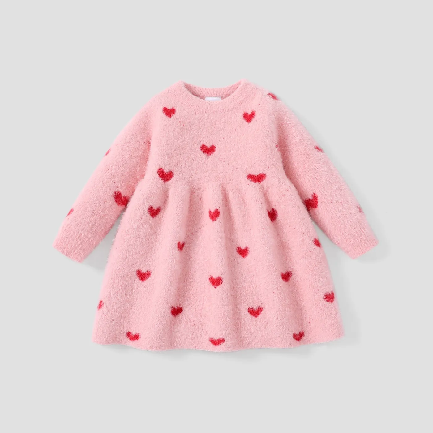 Baby/Toddler Girl Sweet Heart-shaped Sweater Dress Pink big image 1