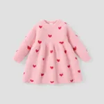 Baby/Toddler Girl Sweet Heart-shaped Sweater Dress Pink