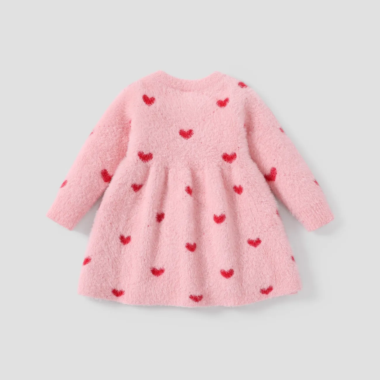 Baby/Toddler Girl Sweet Heart-shaped Sweater Dress Pink big image 1