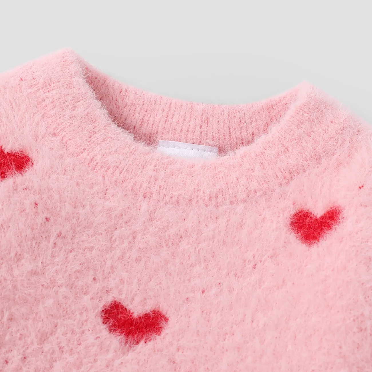  Suéter em forma de coração doce das meninas  Rosa big image 1