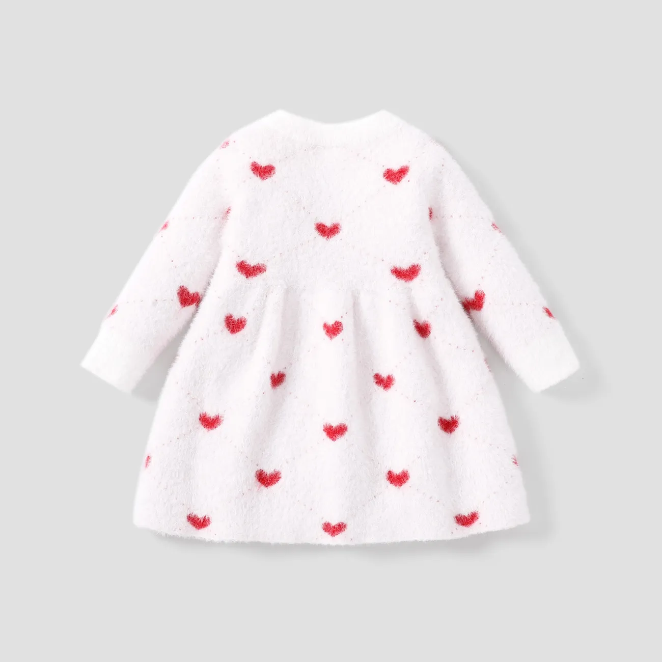  Suéter dulce en forma de corazón para niñas  Blanco big image 1