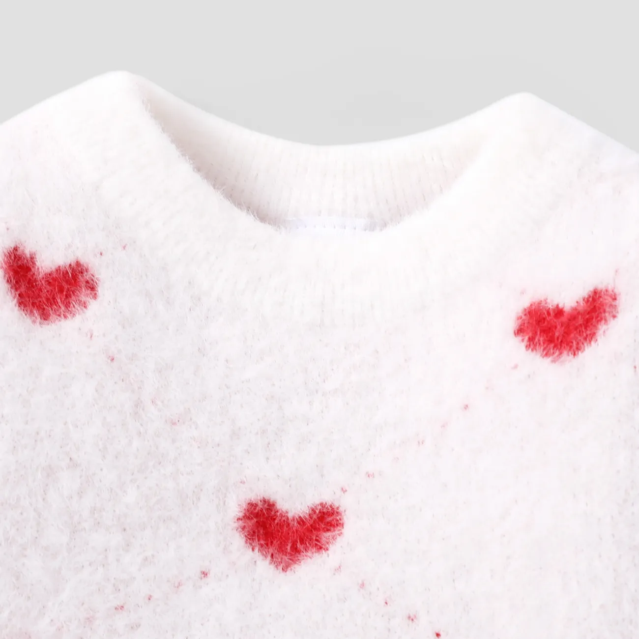  Suéter em forma de coração doce das meninas  Branco big image 1