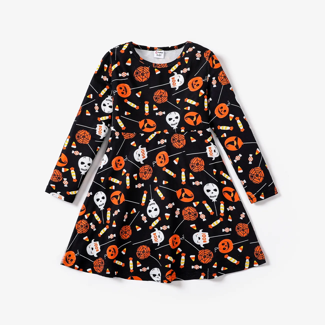 Kid Girl Casual Halloween Dress Black big image 1