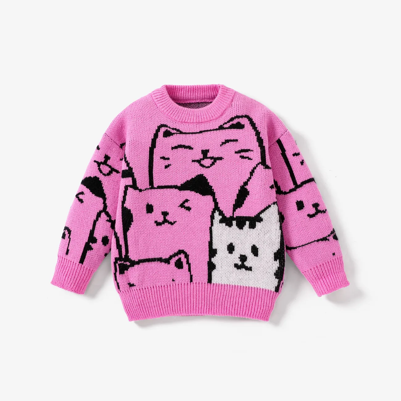 Kid/Toddler Girl Childlike Cute Cat  Sweater/Sweet Ruffle Edge Denim Jean  big image 1
