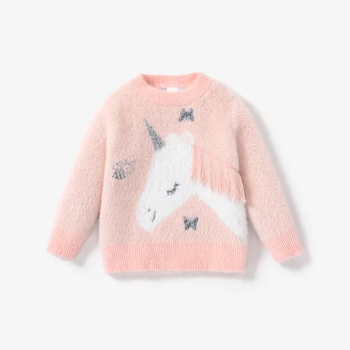 Toddler Girl Tassel Animal Unicorn Sweater 