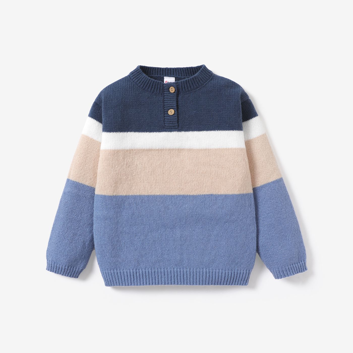 

Kid Boy Button Stripe Casual Sweater