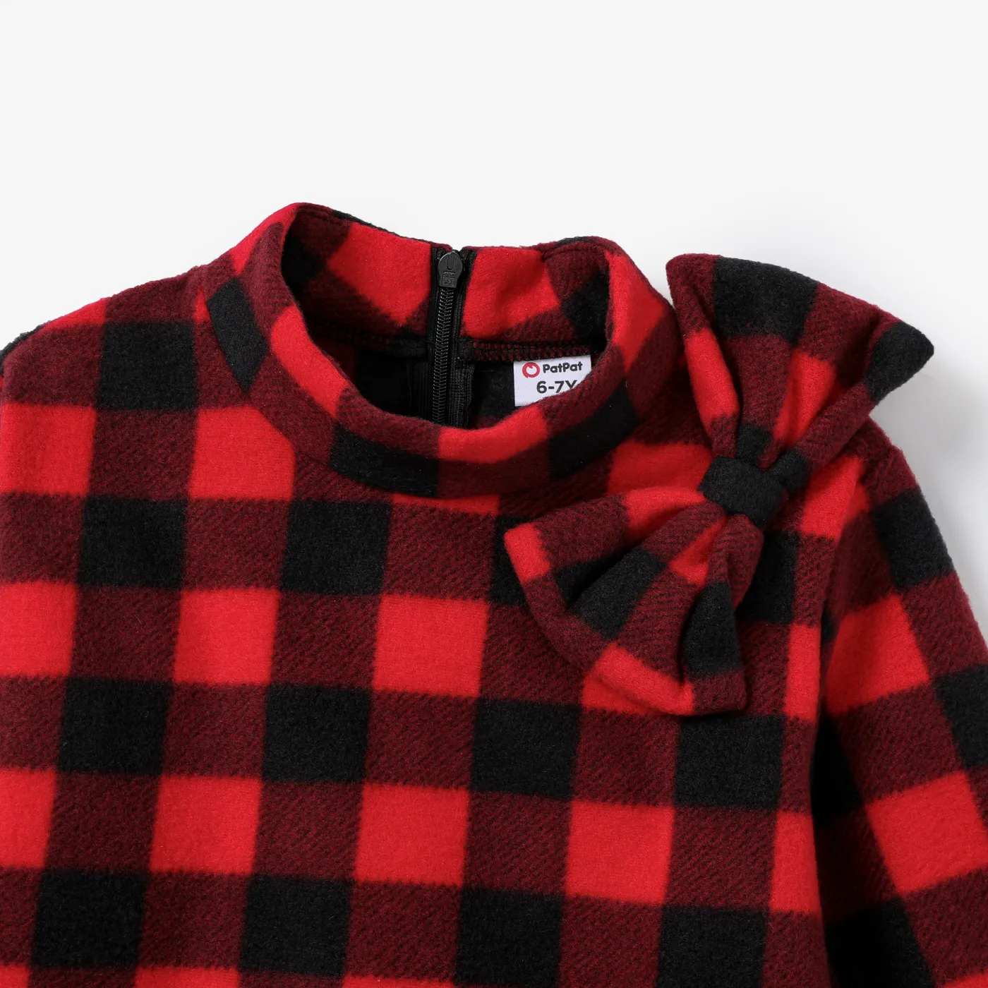 Kid Girl Sweet 3D Grid Dress  Red image 5