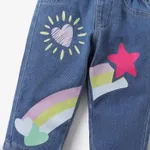 Baby Girl Sweet Rainbow Print Denim Jeans  image 2