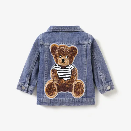 Baby Boy Childlike Bear Pattern Denim Jacket 