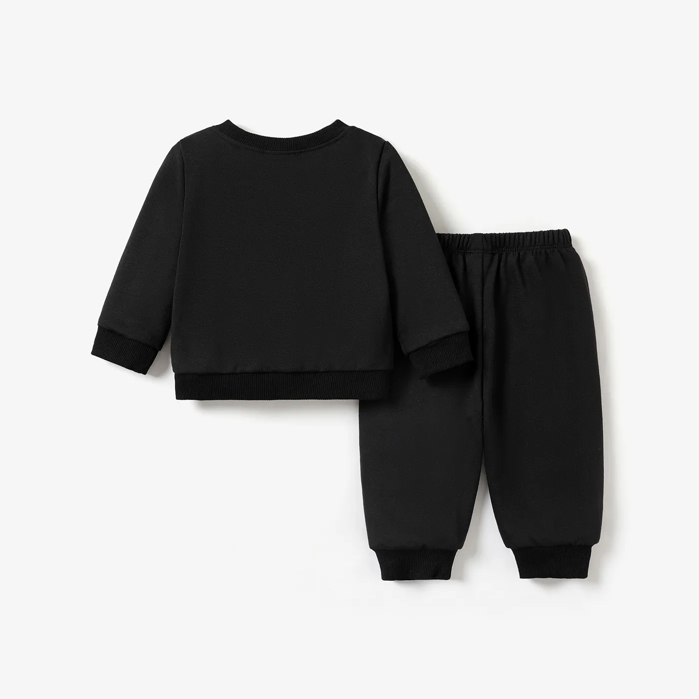 2pcs Baby Boy Childlike Letter Long Sleeve Set Black image 4