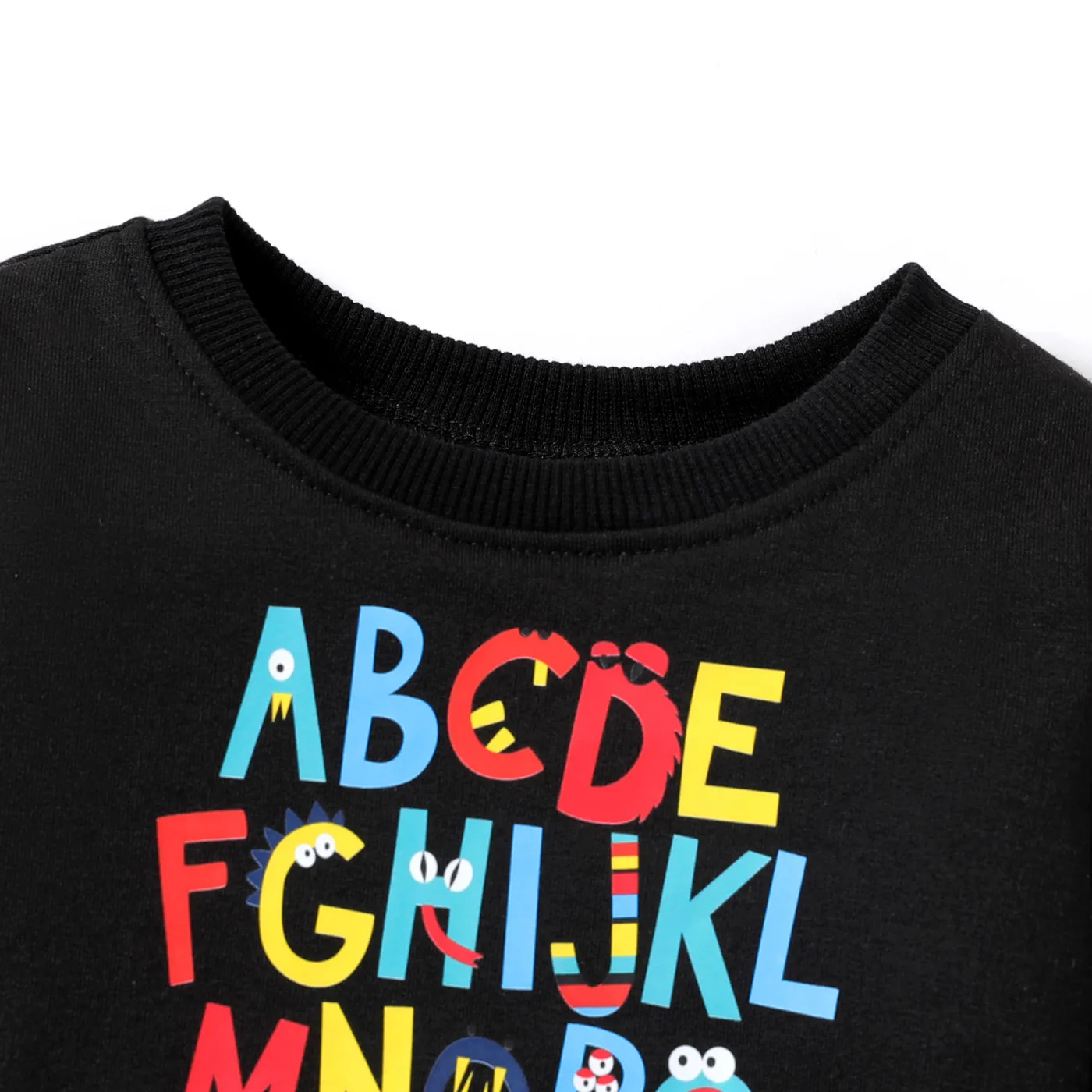 2pcs Baby Boy Childlike Letter Long Sleeve Set Black image 3