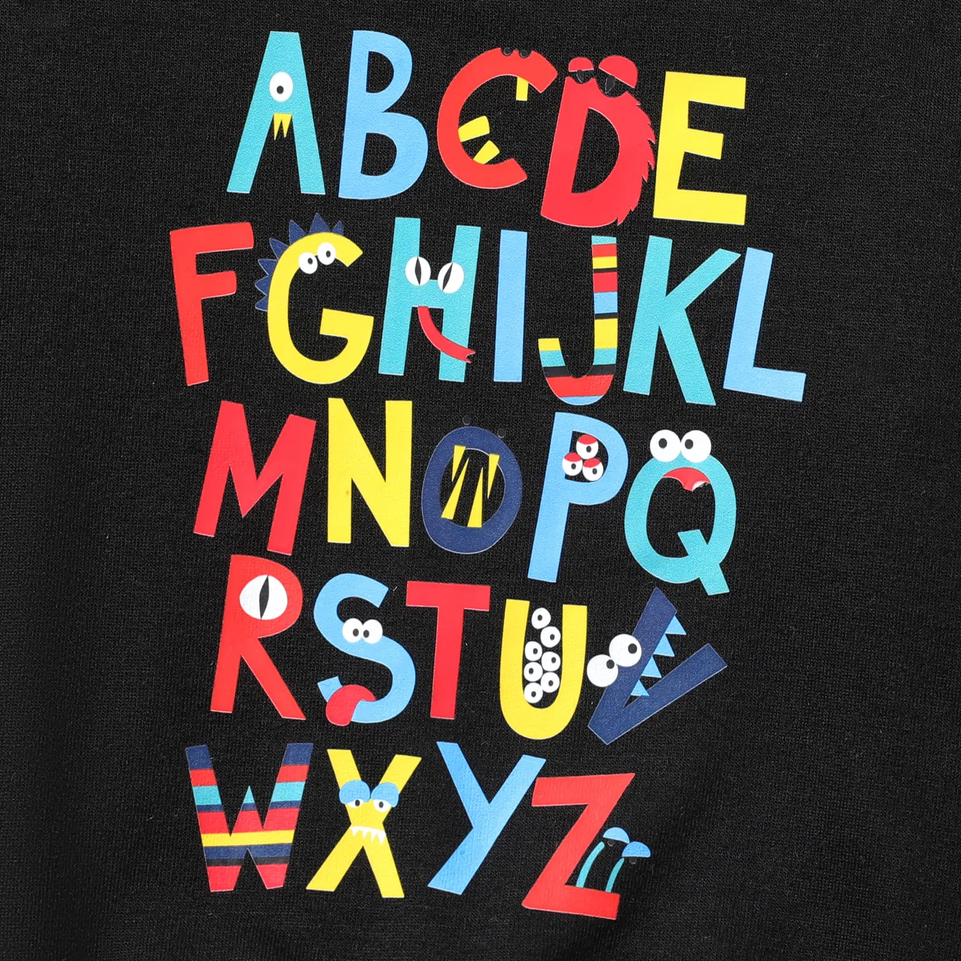 2pcs Baby Boy Childlike Letter Long Sleeve Set Black image 2
