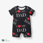 Baby Boy/Girl Allover Letter & Heart Print Short-sleeve Naia™ Romper Black