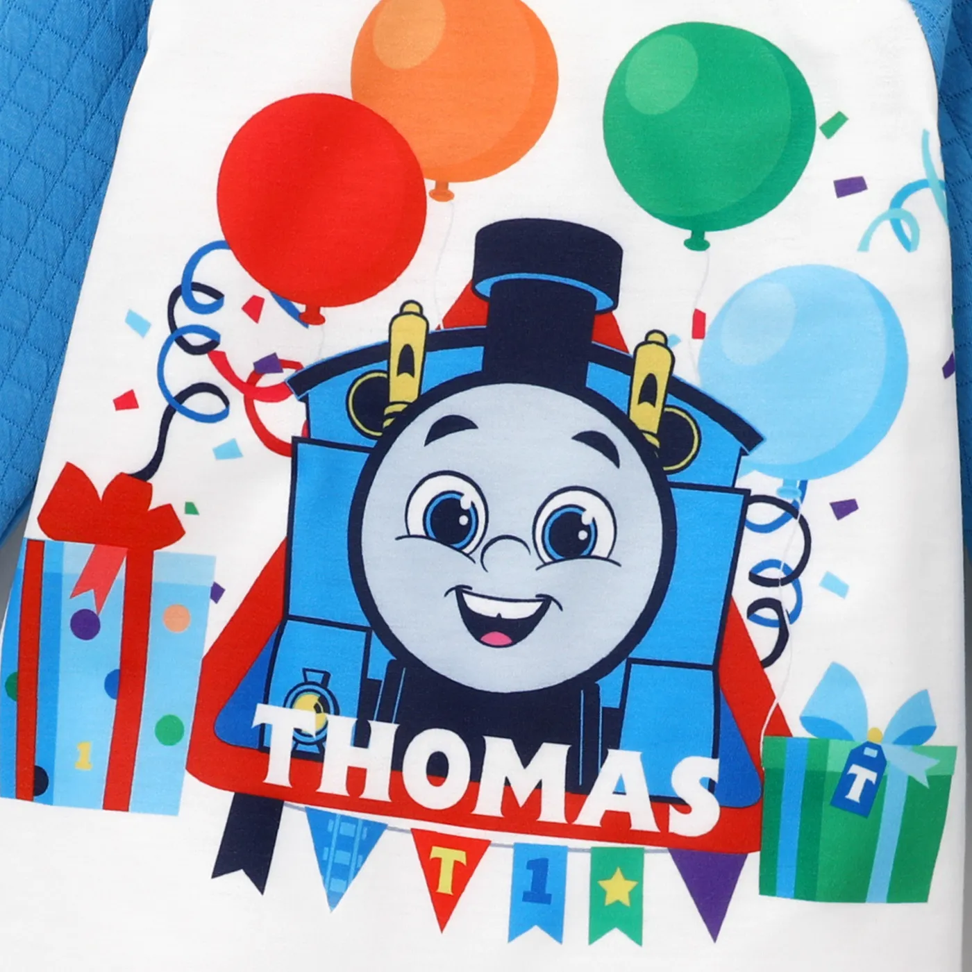 Thomas & Friends قطعة واحدة مواليد رجالي كم طويل زر مركبة أزرق image 3