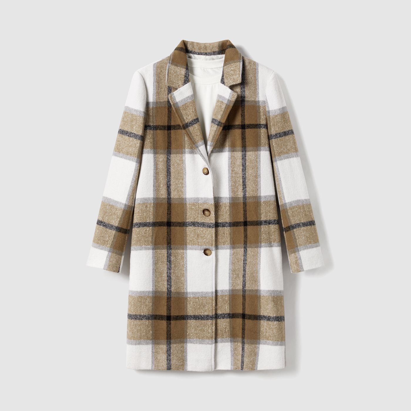 

Mommy and Me Classic Elegant Plaid Long-sleeve Fleece Coats