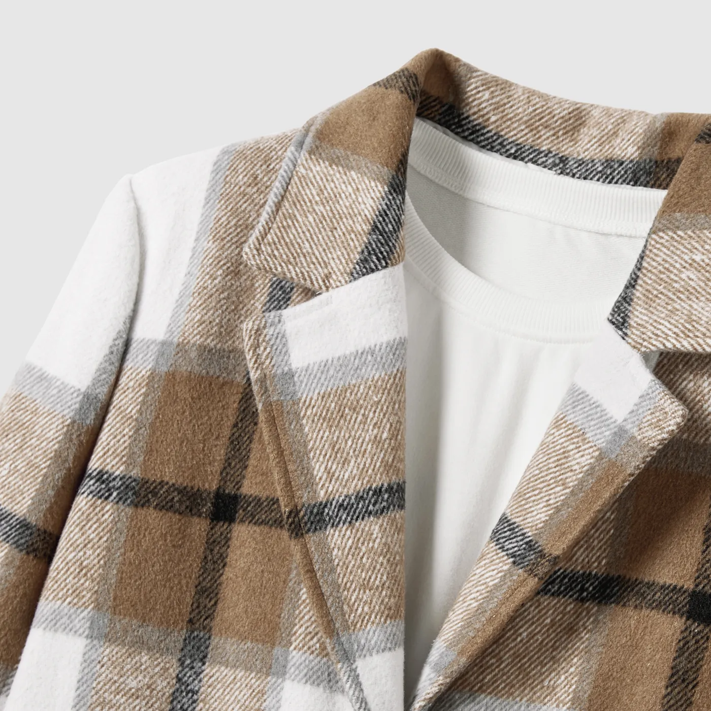 Mommy and Me Classic Elegant Plaid Long-sleeve Fleece Coats  image 3
