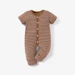 Stripe Print Short-sleeve Baby Jumpsuit Ginger