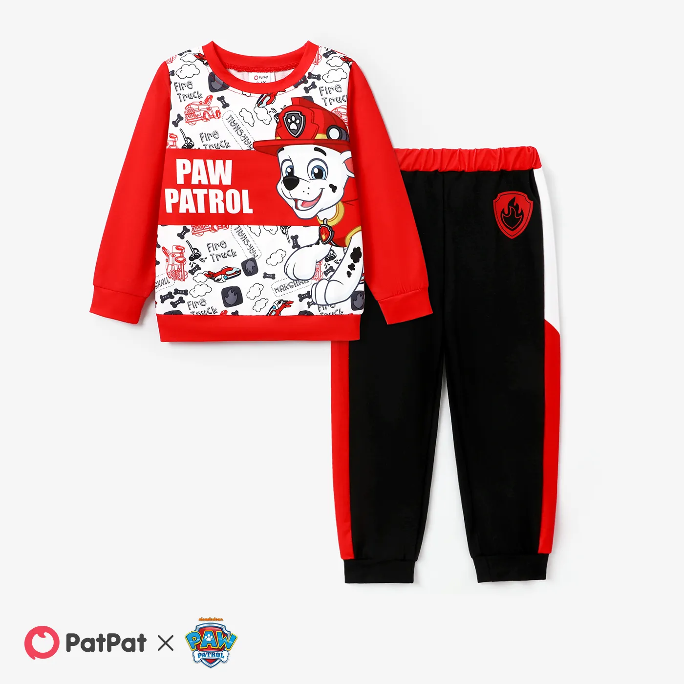 PAW Patrol 2pcs Toddler Girl/Boy Character Print Pullover Sweatshirt and Pants Set Red