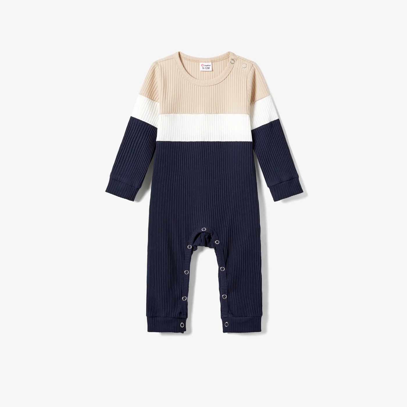 Family Matching Color-Block Knit Long-Sleeved Dresses And Tops Sets Multi-color big image 1