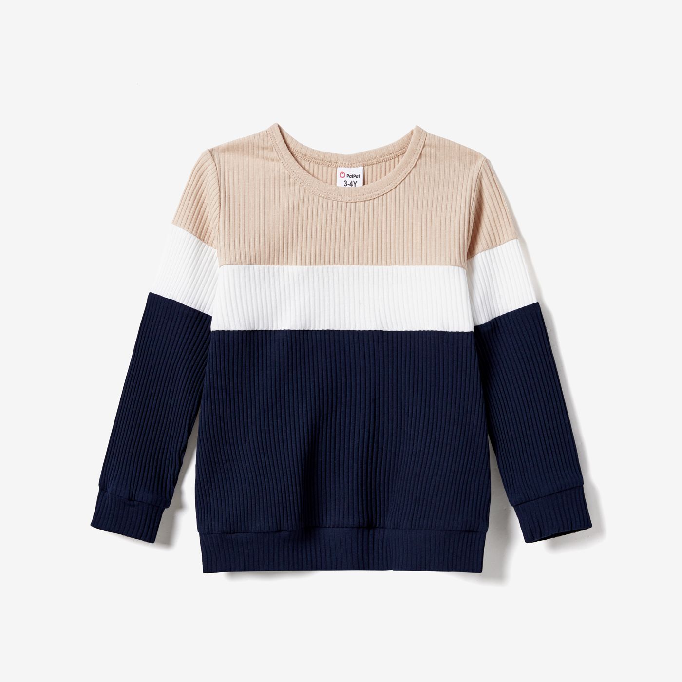 Family Matching Color-Block Knit Long-Sleeved Dresses And Tops Sets