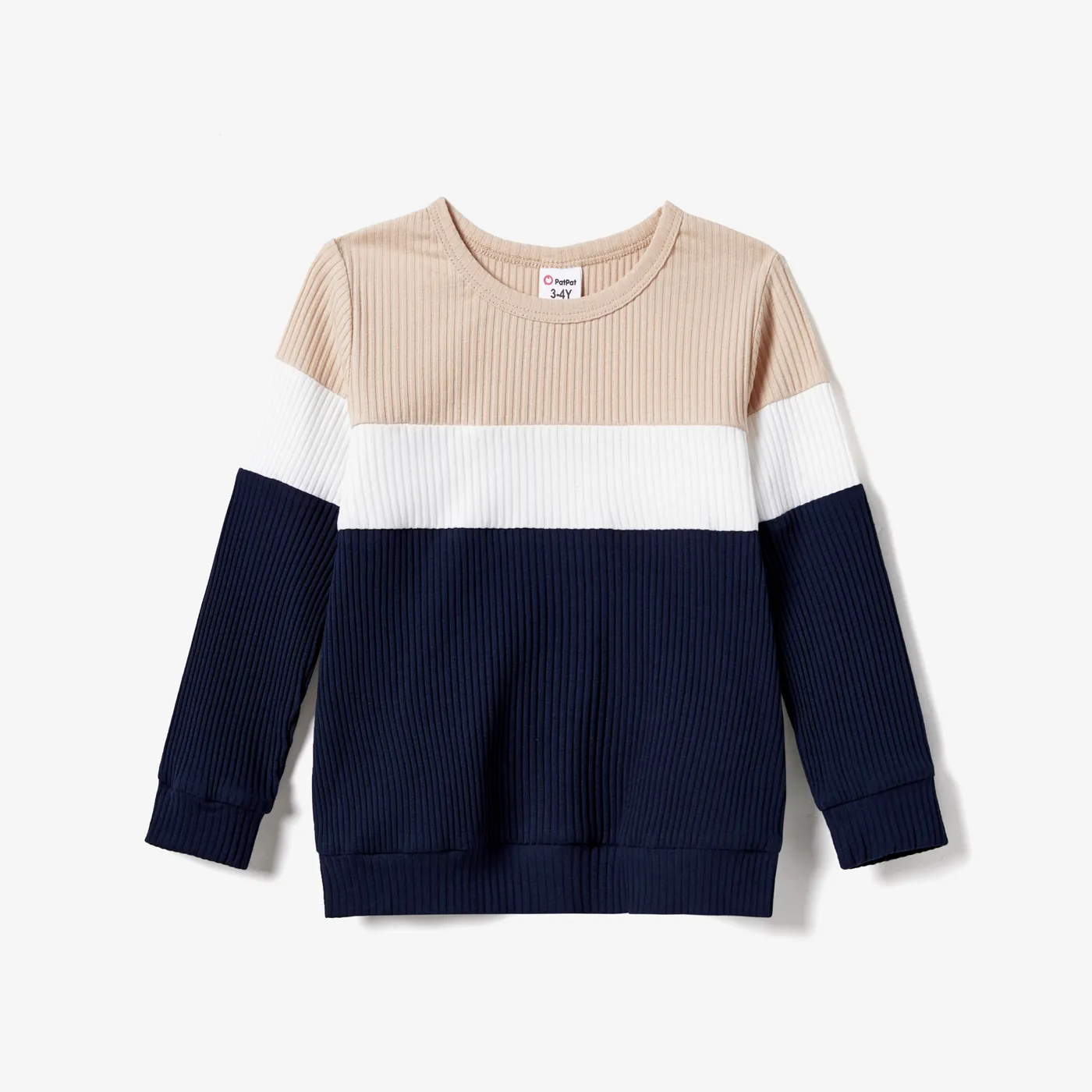 Family Matching Color-Block Knit Long-Sleeved Dresses And Tops Sets Multi-color image 5