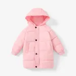 Toddler/Kid Boy/Girl Hooded Button Design Cotton-Padded Coat Pink