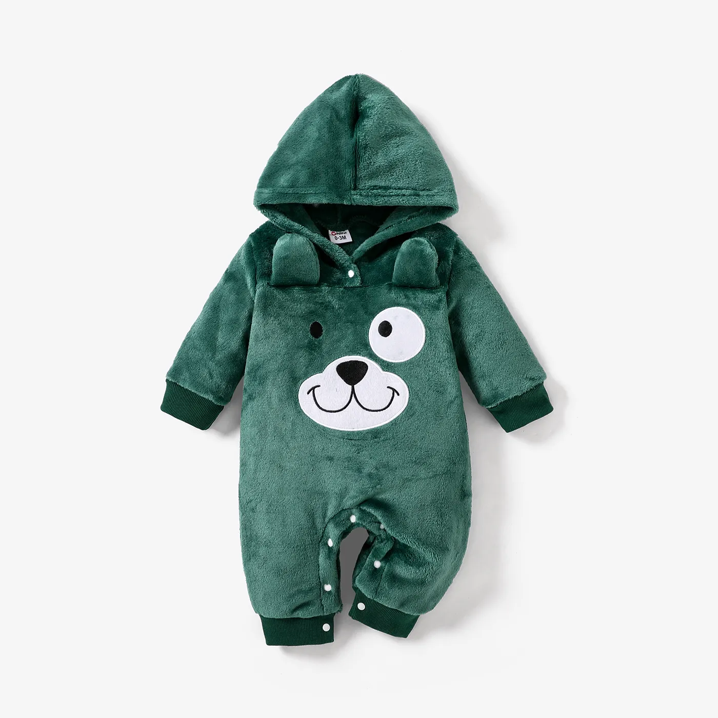Baby Boy Childlike Flannel Animal Pattern Long Sleeve Jumpsuit 