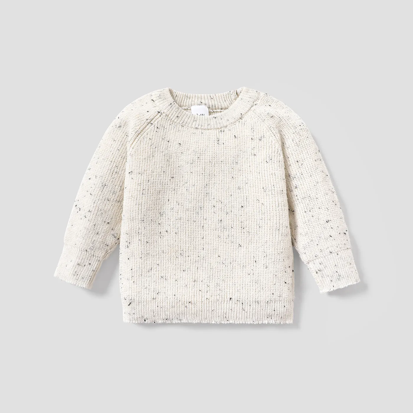 Baby Girl Solid Round Neck Long-sleeve Knitted Pullover Sweater Beige