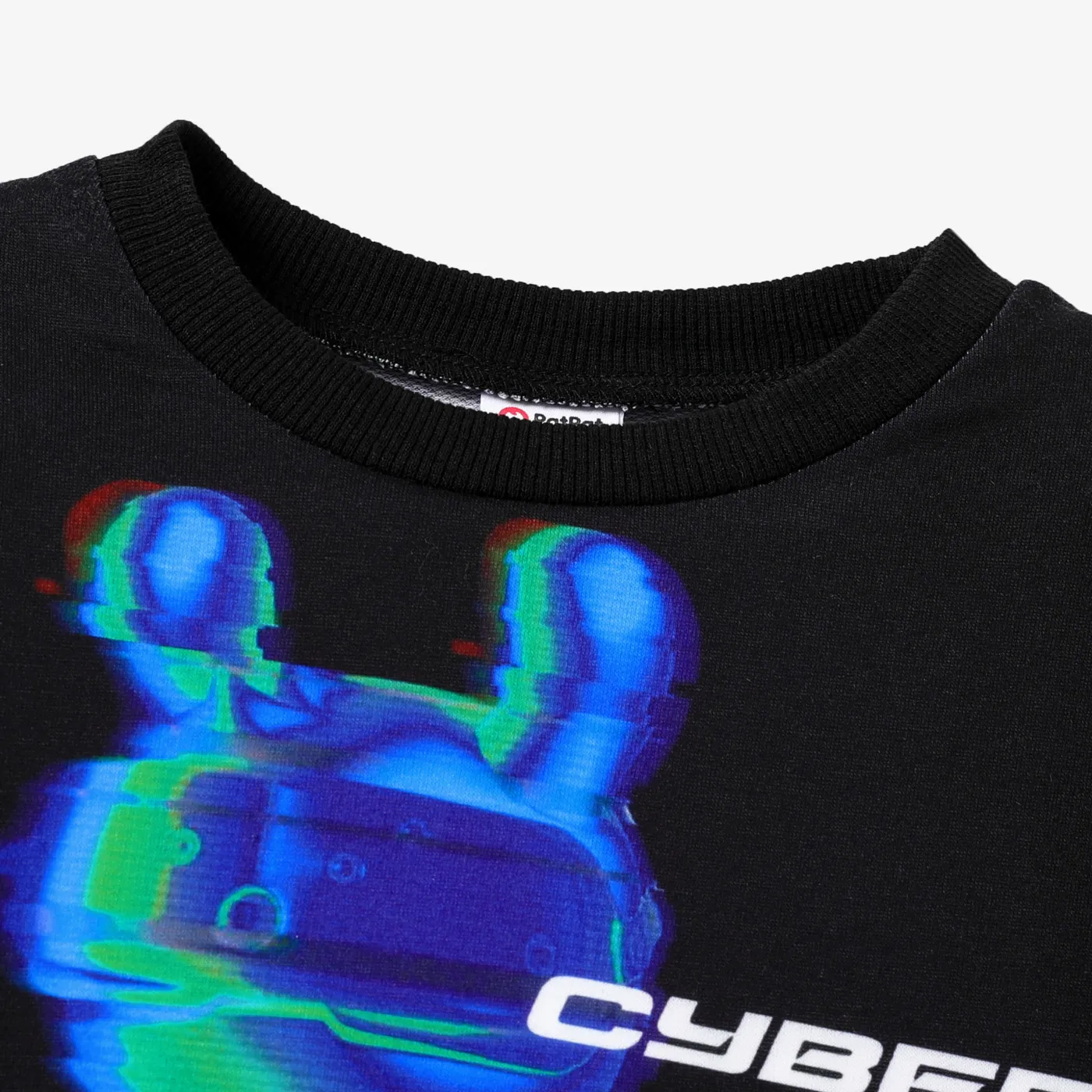 2pcs Avant-garde Toddler Boy Cyberpunk Teddy Set Black image 3