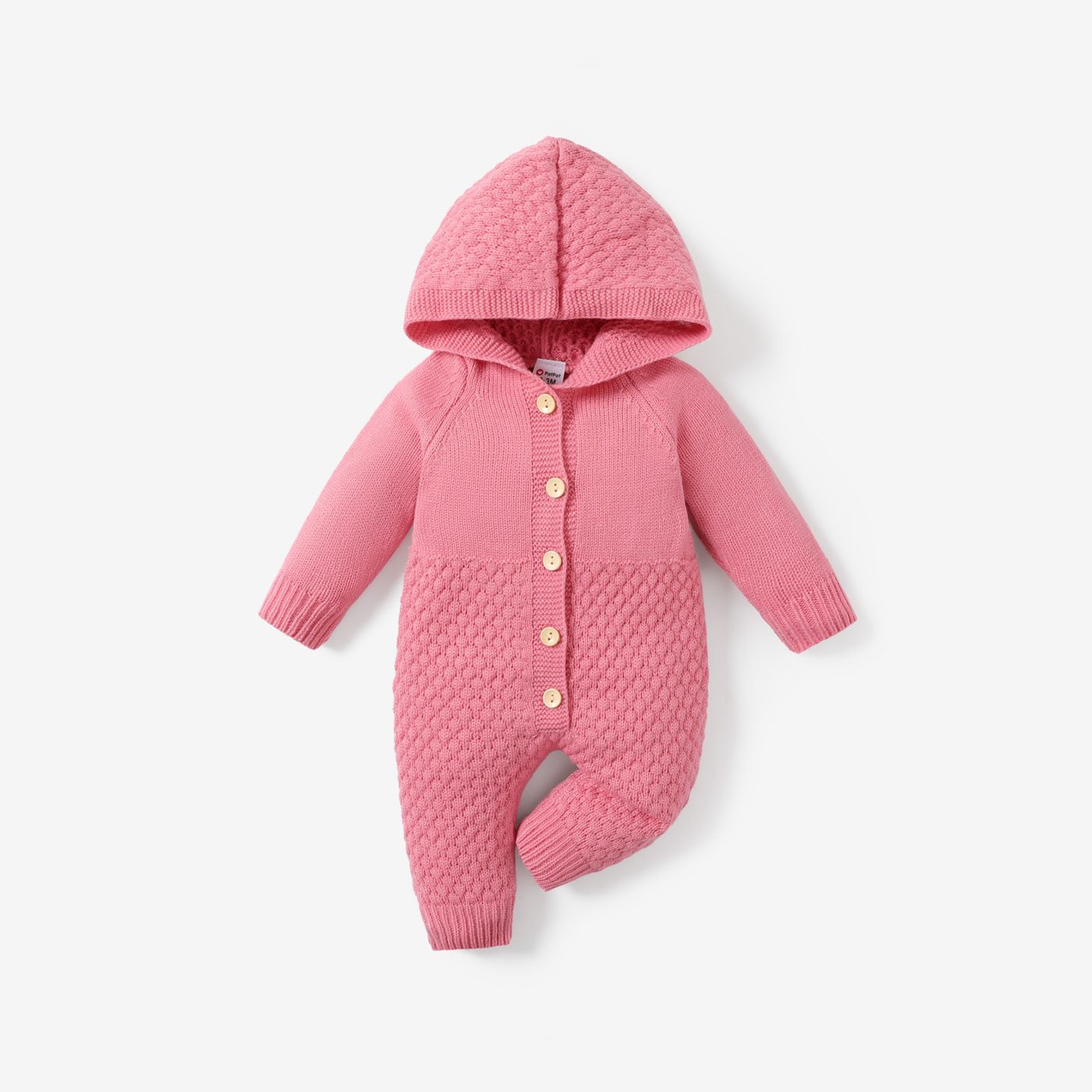 Baby Boy/Girl Solid Color Hooded Sweater Jumpsuit
