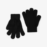 Toddler/kids casual Solid color knitted warm five-finger gloves for Boys and Girls Black