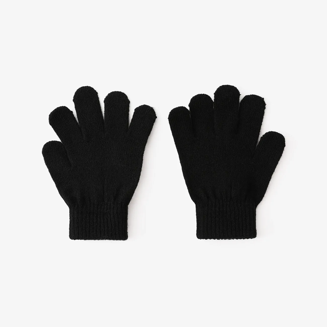 Toddler/kids casual Solid color knitted warm five-finger gloves for Boys and Girls Black big image 1