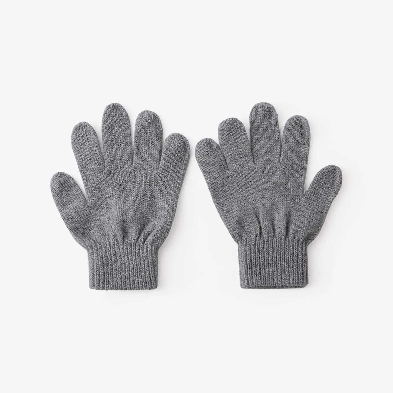 Toddler/kids casual Solid color knitted warm five-finger gloves for Boys and Girls Grey big image 1