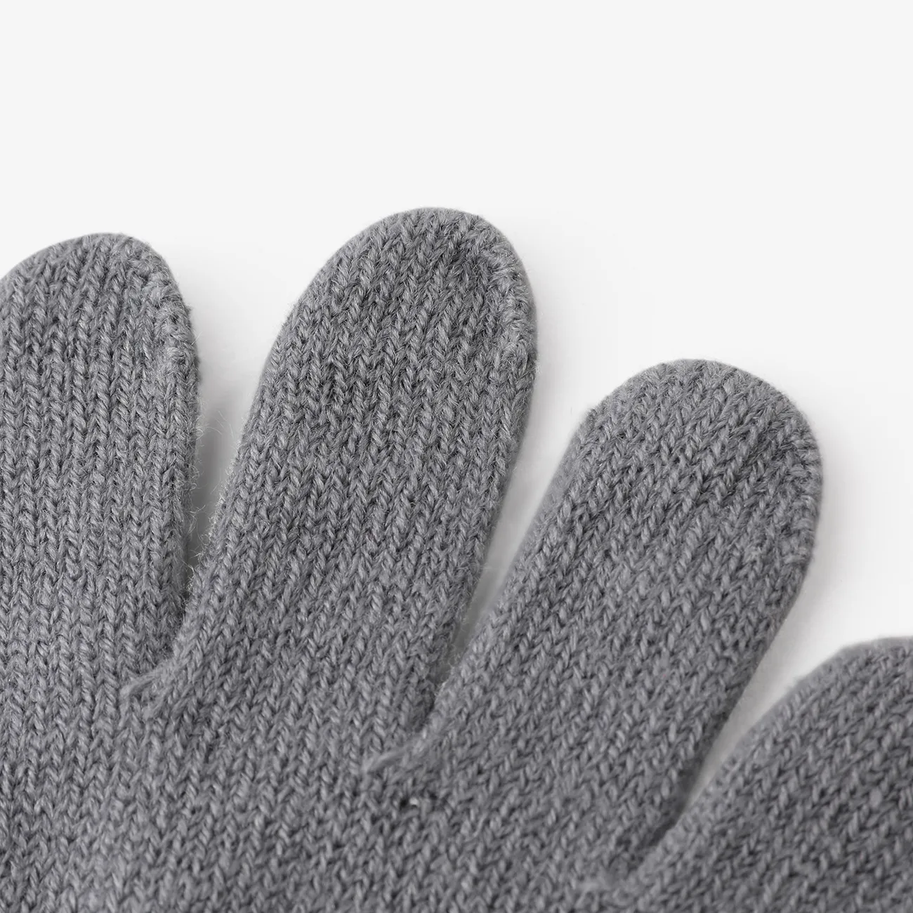 Kleinkind / Kinder lässig Einfarbig gestrickte warme Fünf-Finger-Handschuhe für Jungen und Mädchen grau big image 1