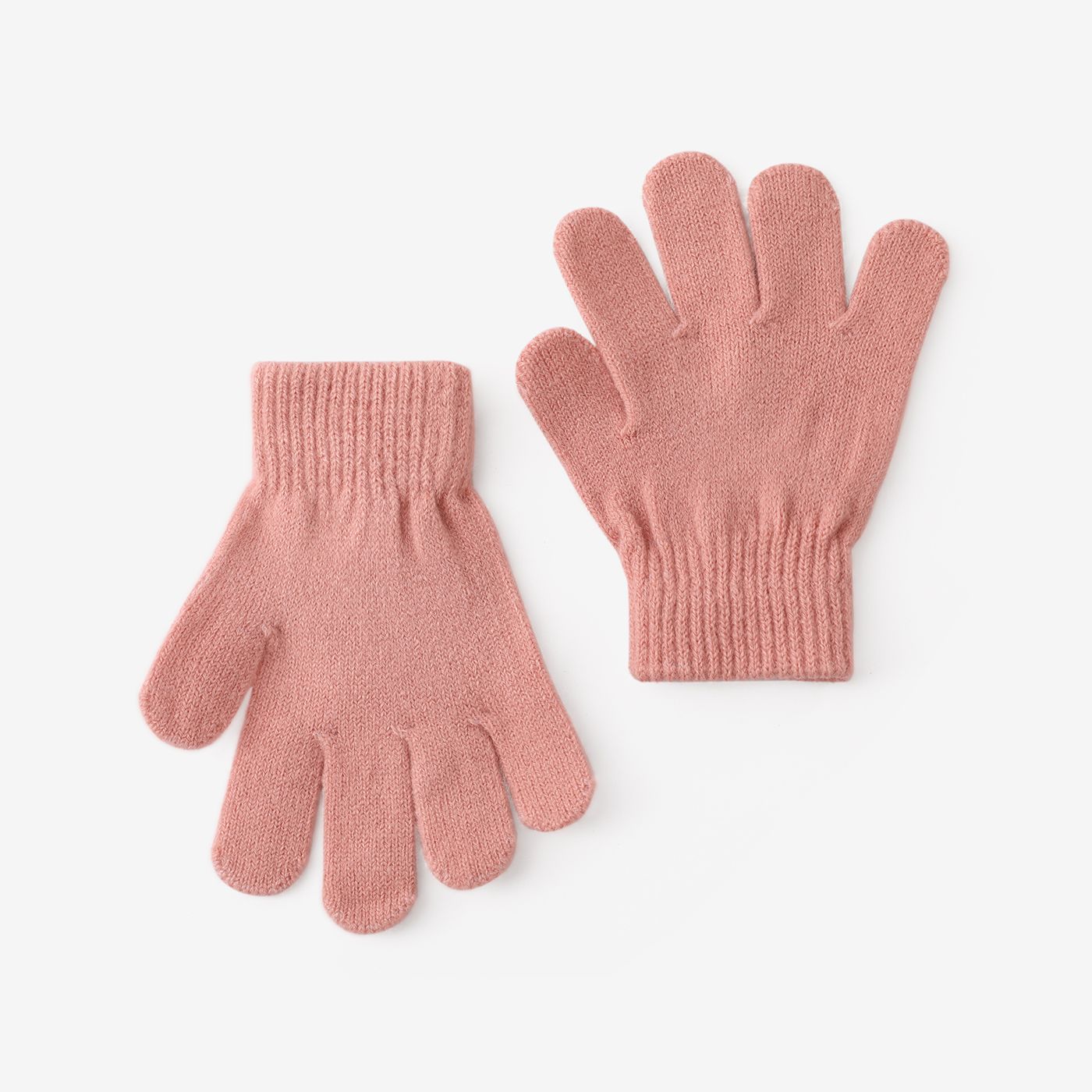 Toddler/kids Casual Solid Color Knitted Warm Five-finger Gloves For Boys And Girls