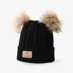 Three essential sets for children to keep warm in winter, hat + scarf + gloves Black A
