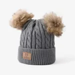 Trois ensembles indispensables pour que les enfants se réchauffent en hiver, chapeau + foulard + gants Gris