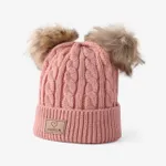 Trois ensembles indispensables pour que les enfants se réchauffent en hiver, chapeau + foulard + gants Rose Foncé