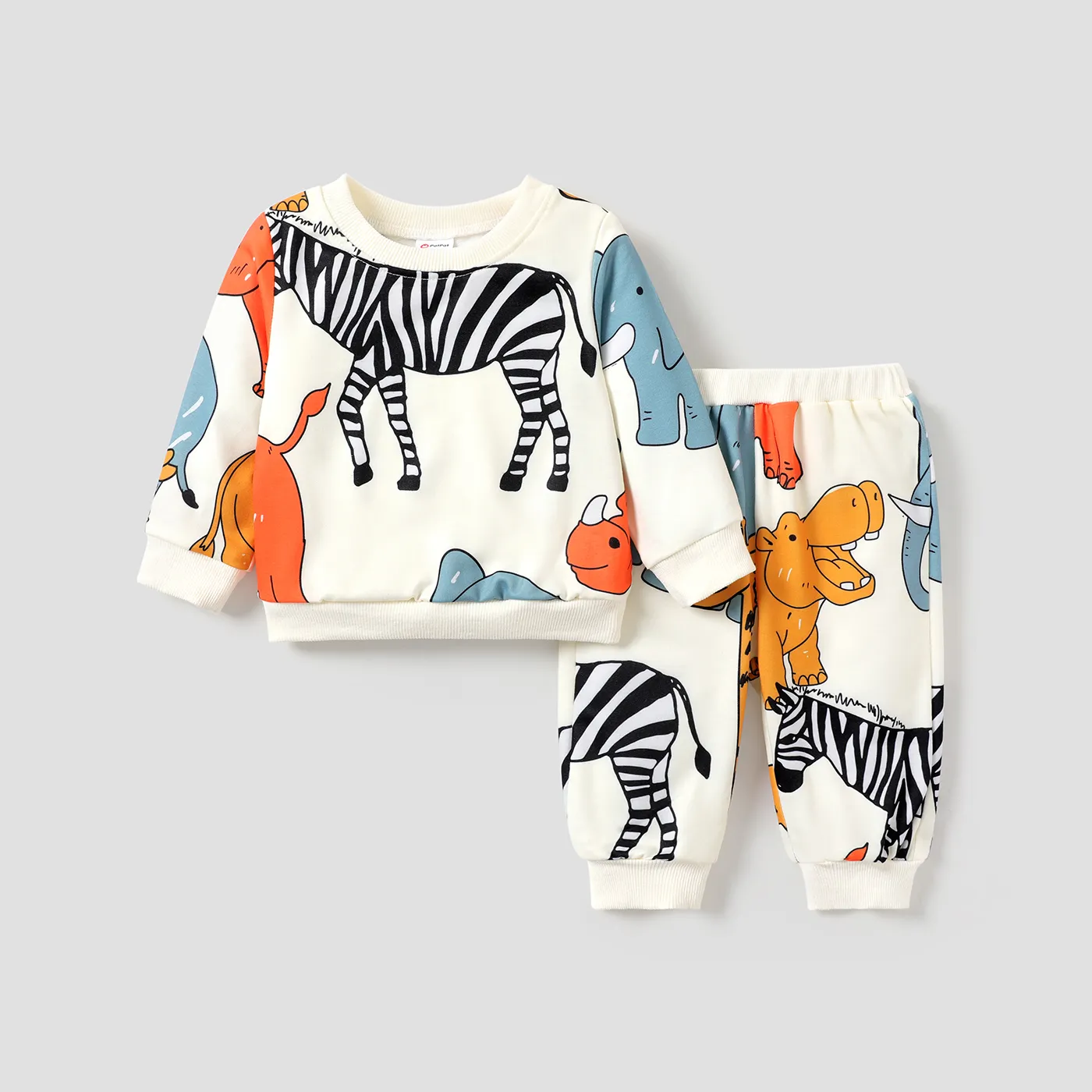2pcs Baby Boy Random Location Animal-patterned Childlike Style Set  big image 1
