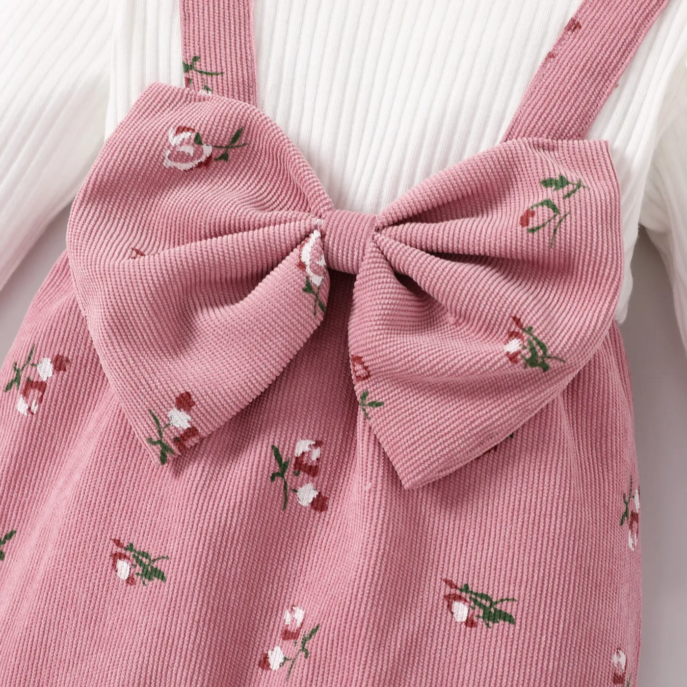 2pcs Baby Girl Sweet 3D Hyper-Tactile Floral Pattern Jumpsuit Set Pink image 4