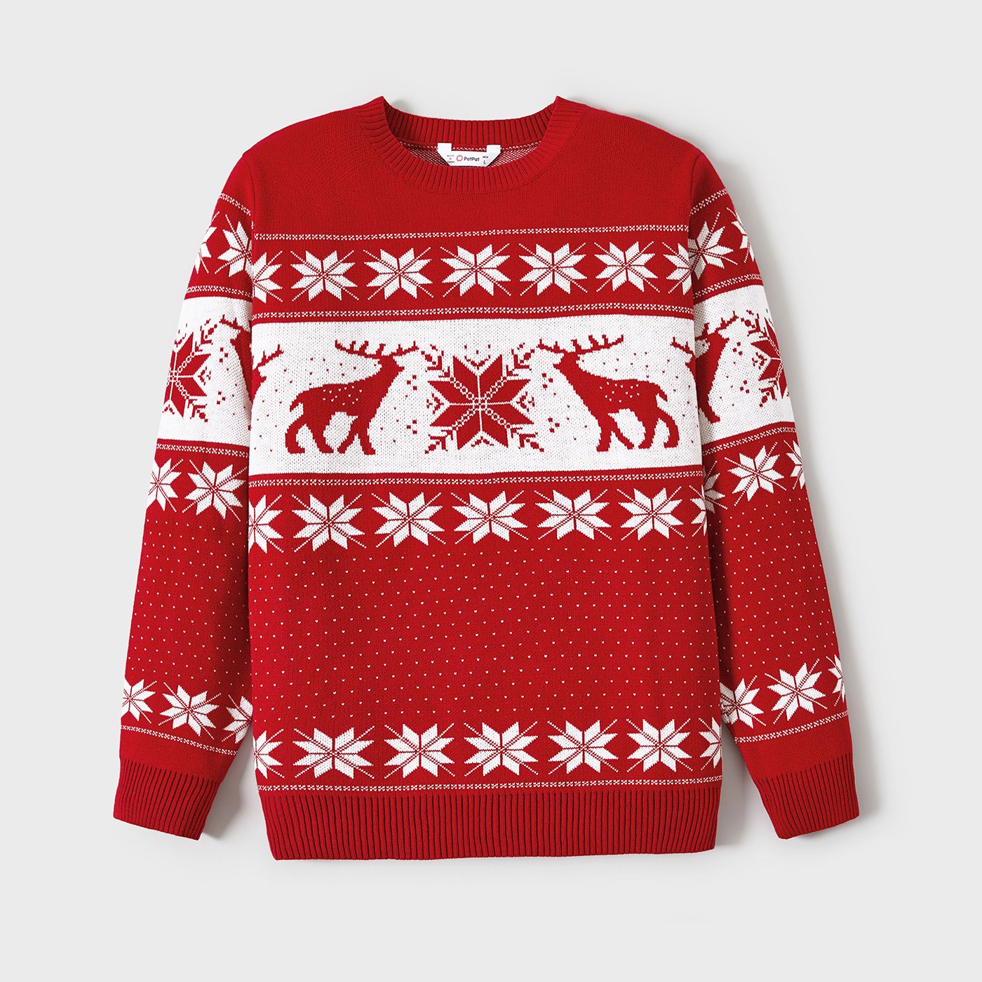 

Christmas Family Matching Deer and Snowflake Graphic Long-sleeve Knitted Sweater